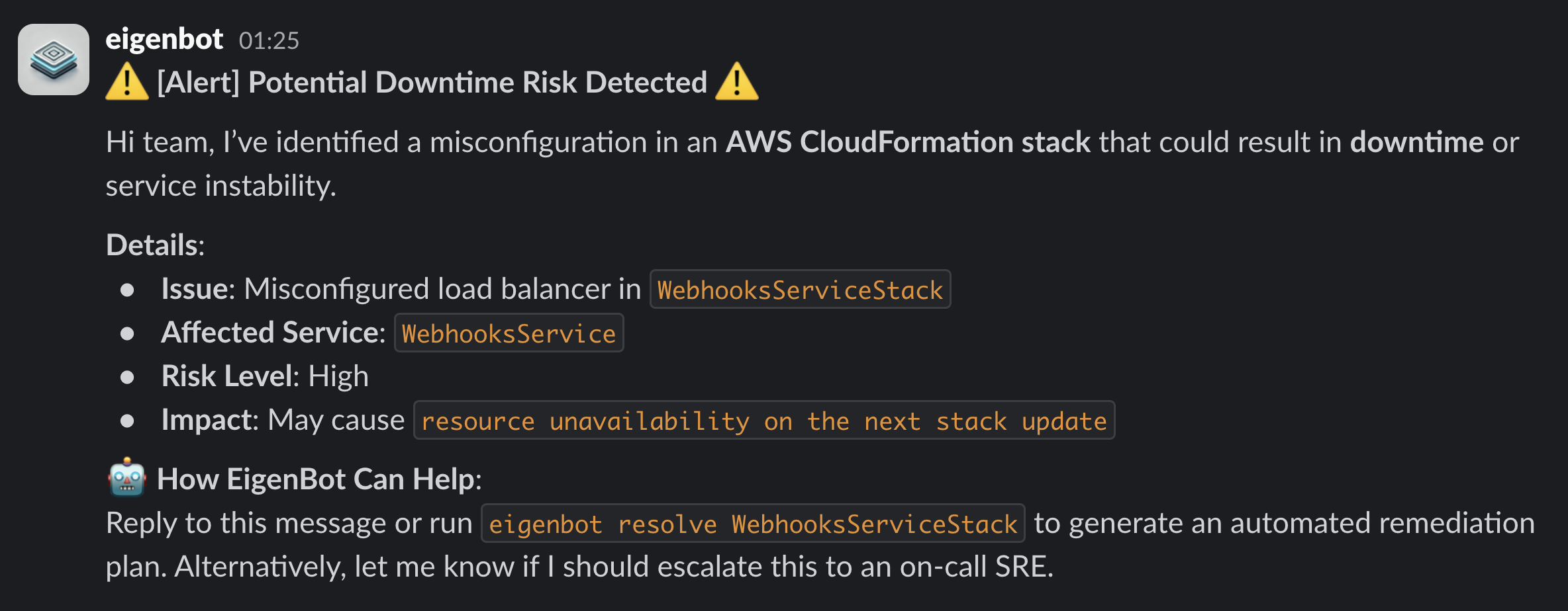 EigenShift Slack Integration